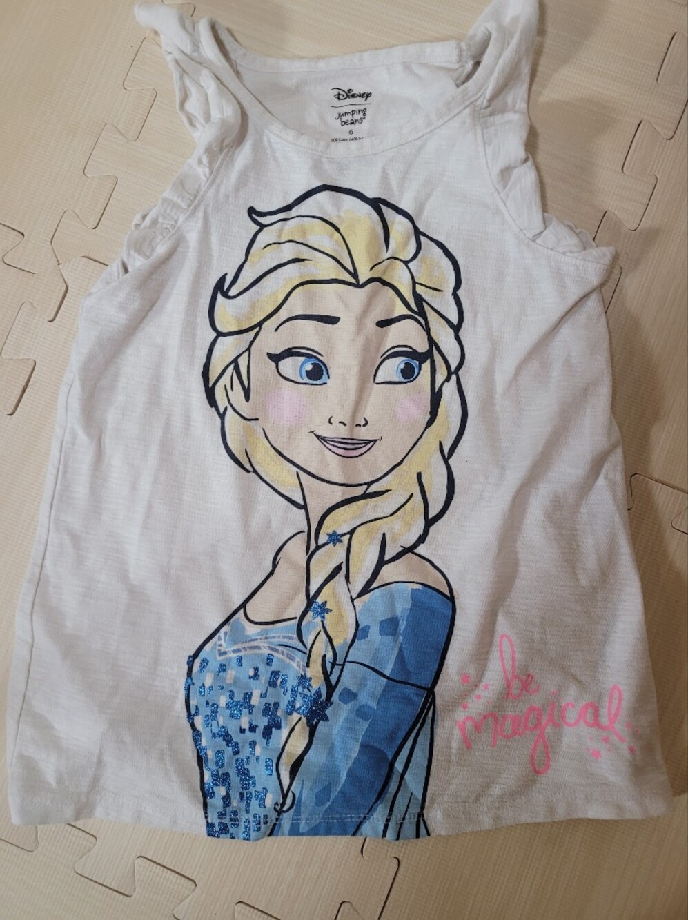 4/$10Disney Jumping Beans Frozen Elsa Graphic T-Shirt White/Blue Girls Size 6